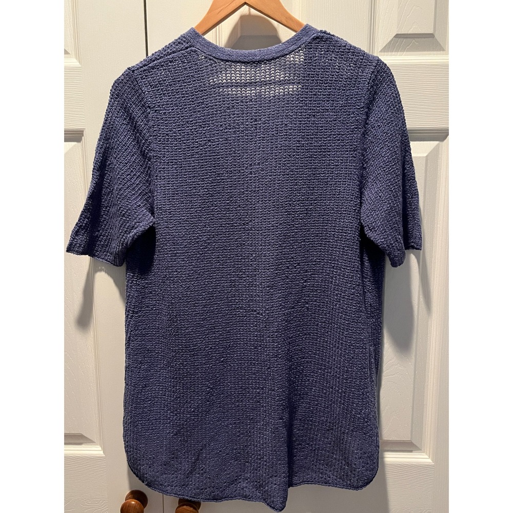 Eileen Fisher Cardigan L Purple Open Front Textured Knit High Low Short Sleeve - Picture 4 of 8